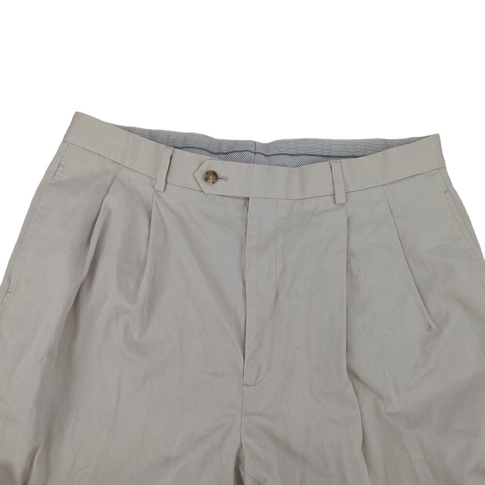 EUC Brooks Brothers White Cotton Pleated Dress Pants Mens 35x29 Dry Clean Cuffed - Picture 8 of 13